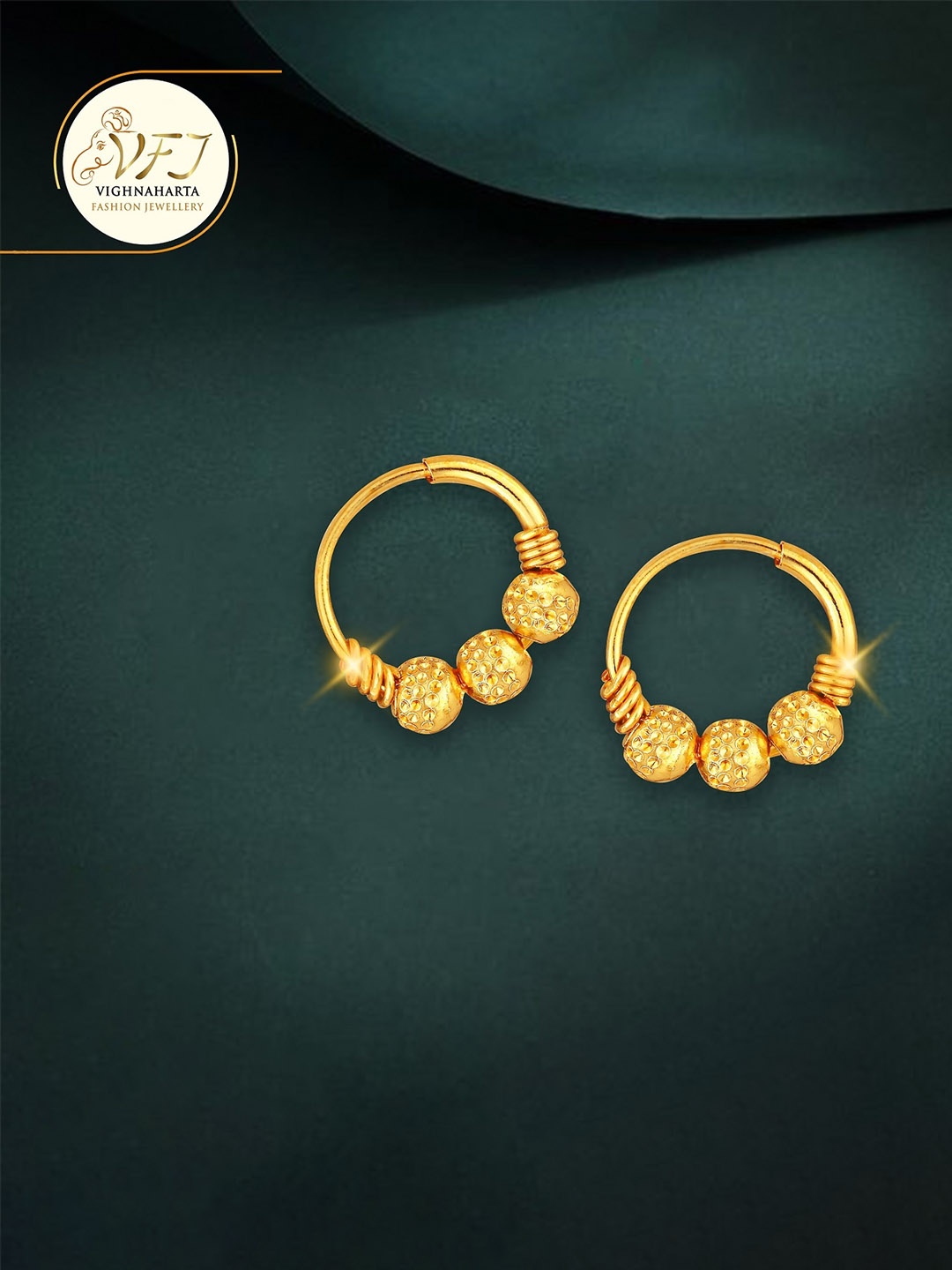 

Vighnaharta Gold-Plated Floral Hoop Earrings