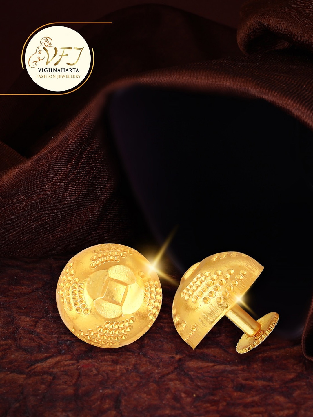 

Vighnaharta Gold-Plated Floral Studs Earrings
