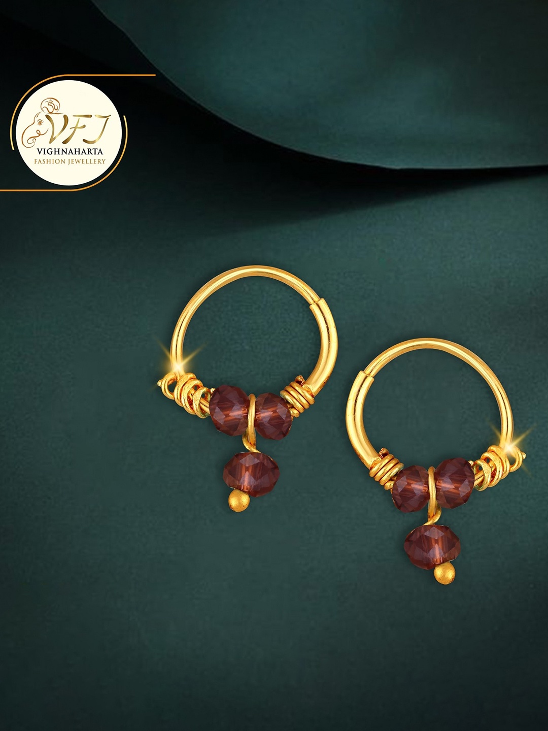 

Vighnaharta Gold Plated Artificial Beads Drop Earrings