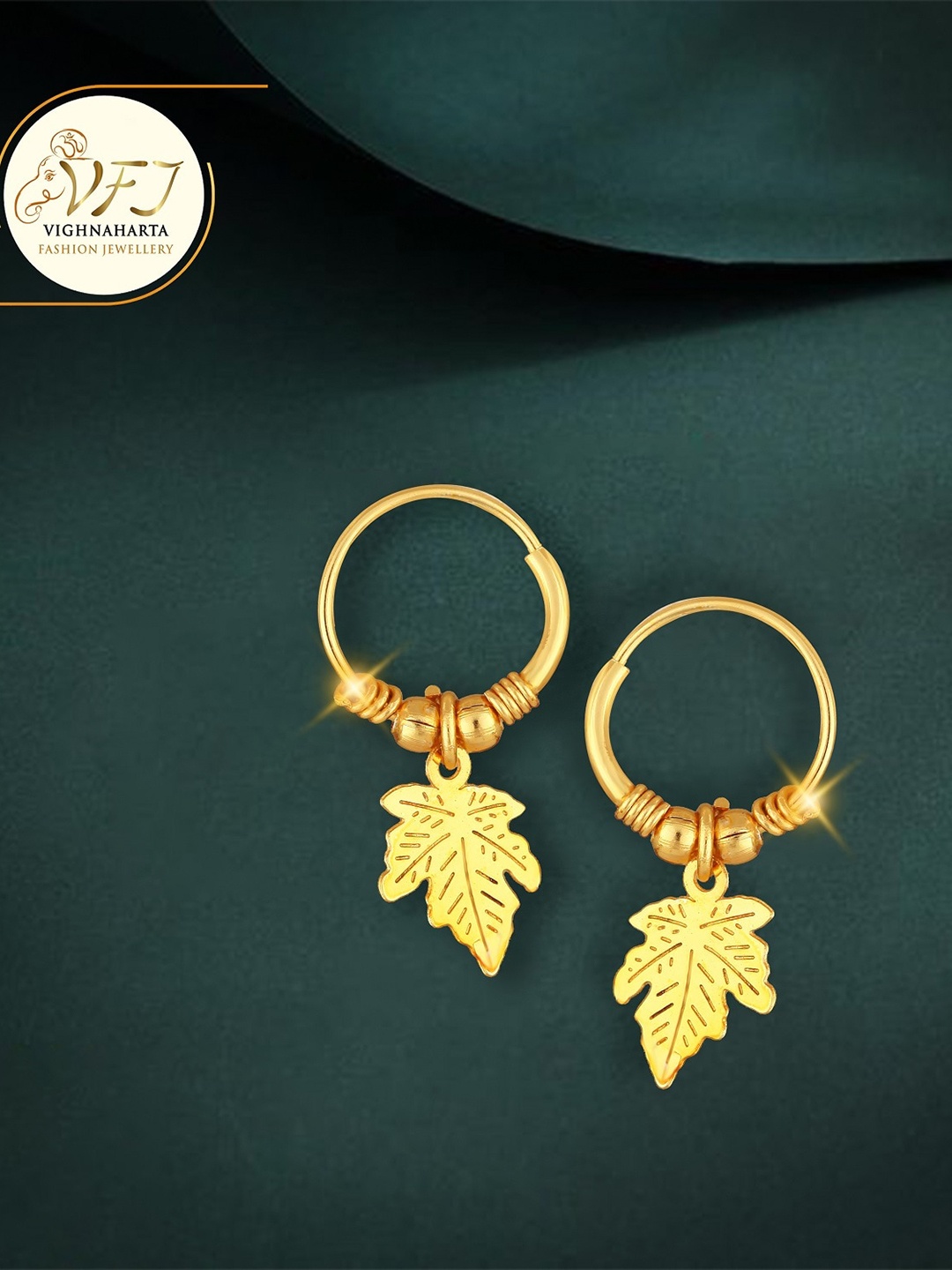 

Vighnaharta Gold Plated Floral Hoop Earrings