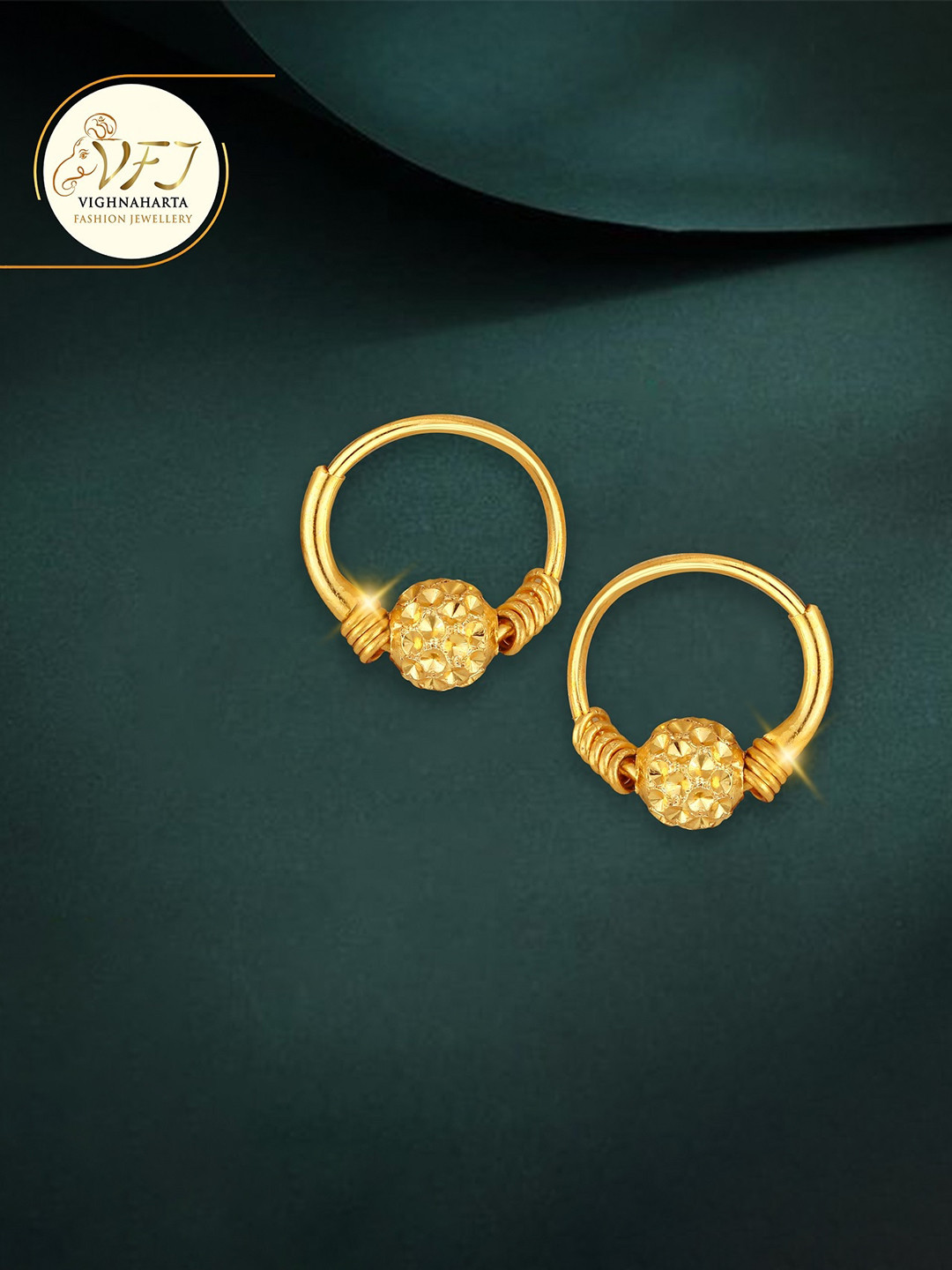 

Vighnaharta Gold-Plated Floral Hoop Earrings
