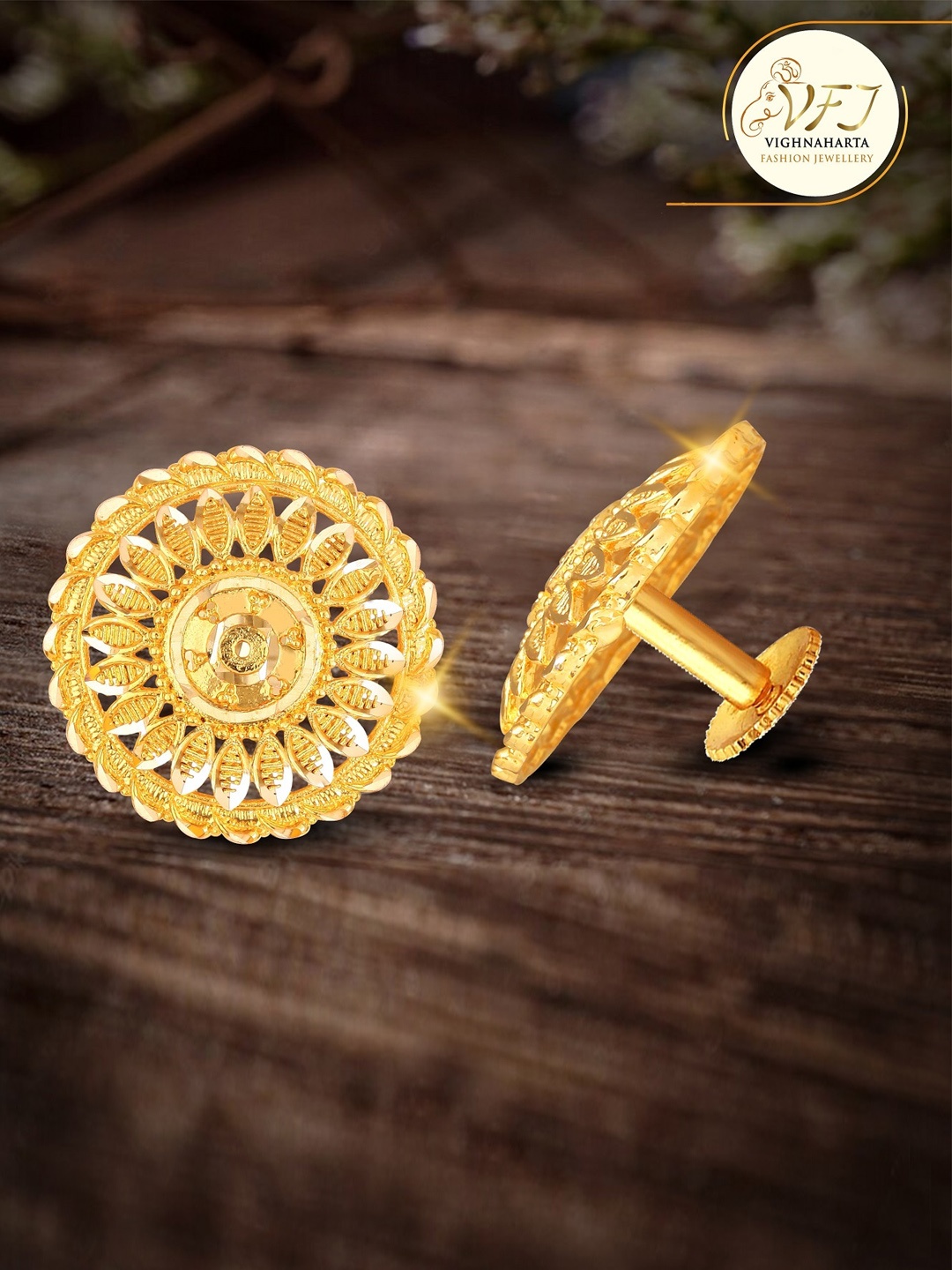 

Vighnaharta Gold-Plated Floral Studs Earrings