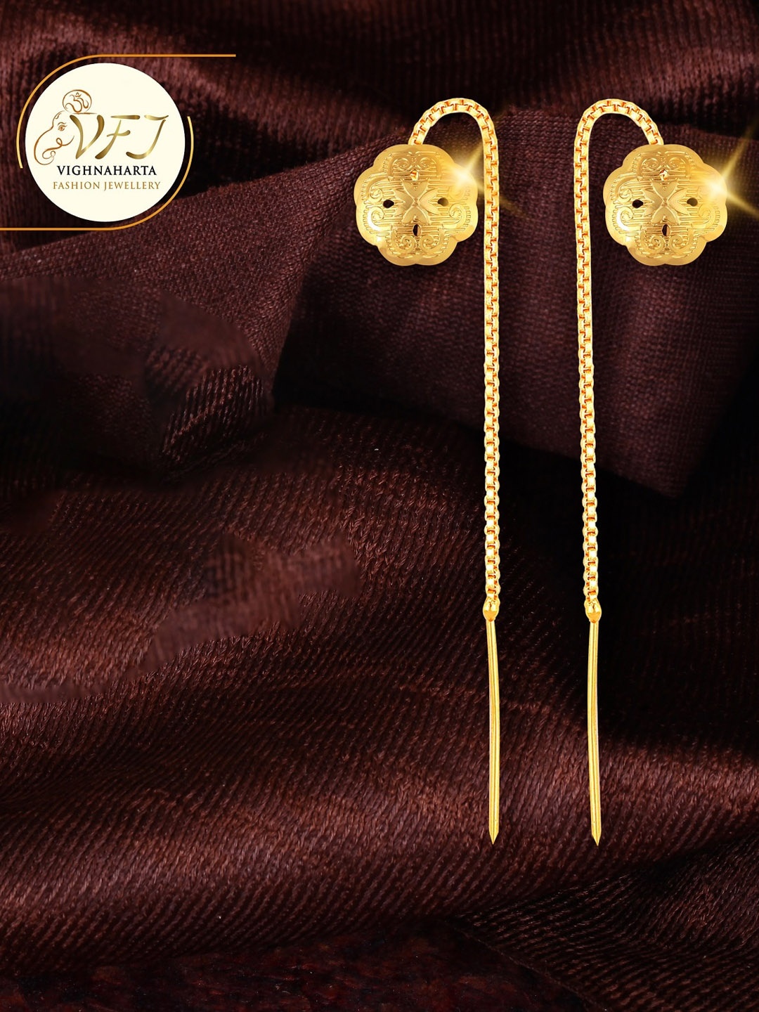 

Vighnaharta Gold-Plated Floral Drop Earrings