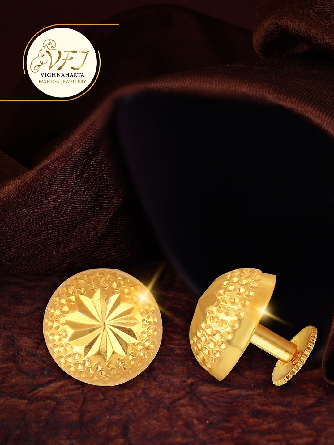 

Vighnaharta Gold-Plated Floral Studs Earrings