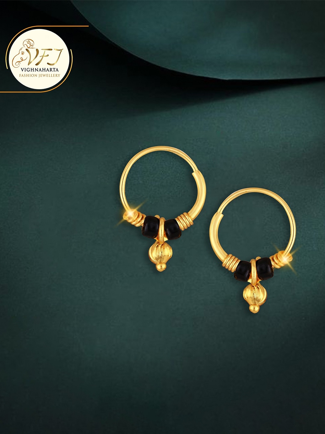 

Vighnaharta Gold-Plated Floral Hoop Earrings