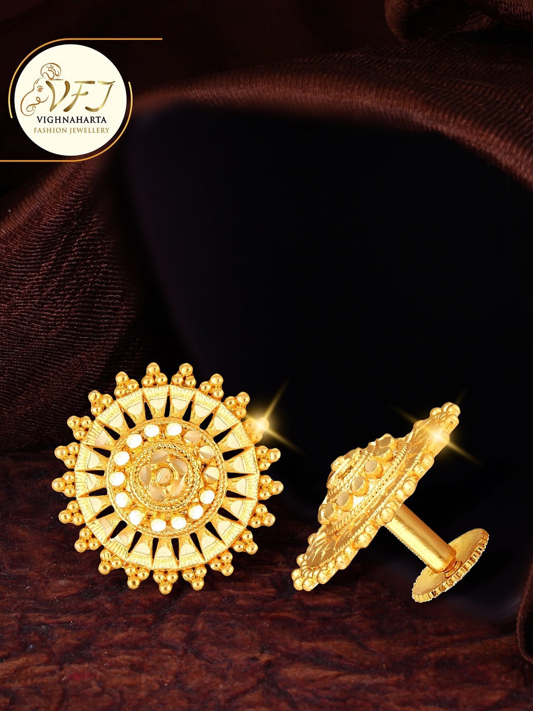 

Vighnaharta Gold Plated Floral Studs Earrings