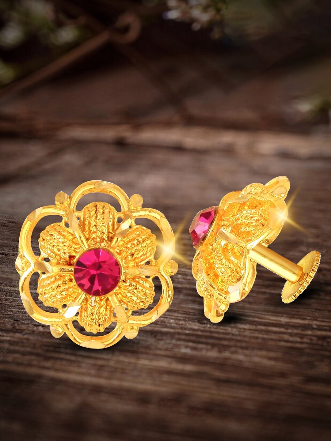 

Vighnaharta Gold Plated American Diamond Studded Floral Studs Earrings
