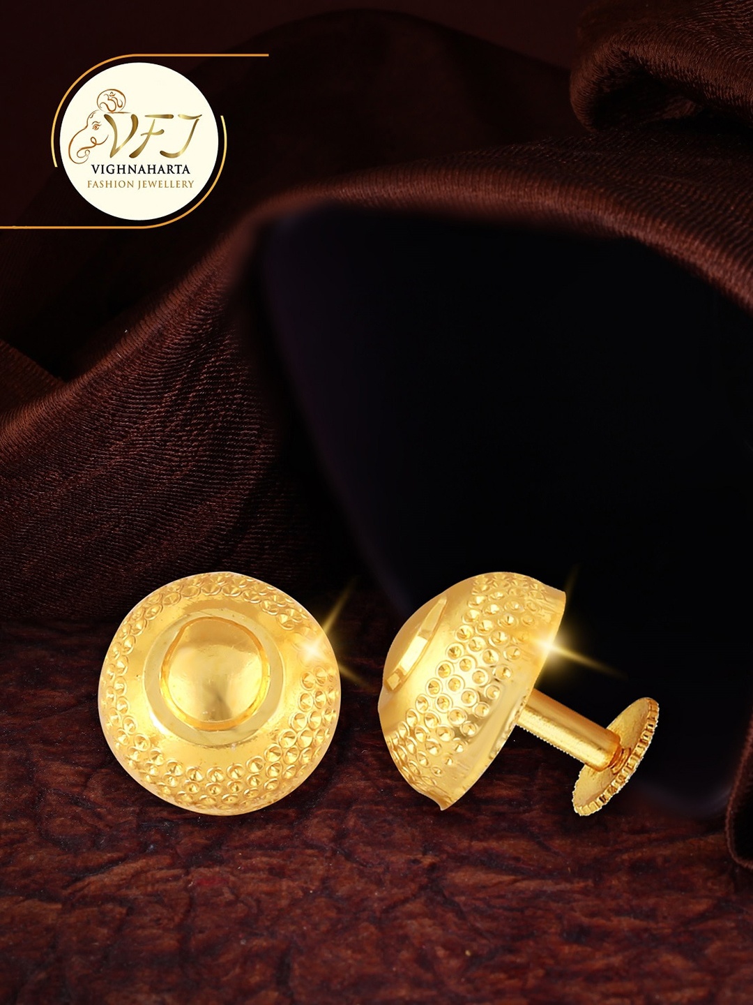 

Vighnaharta Gold Plated Circular Studs Earrings