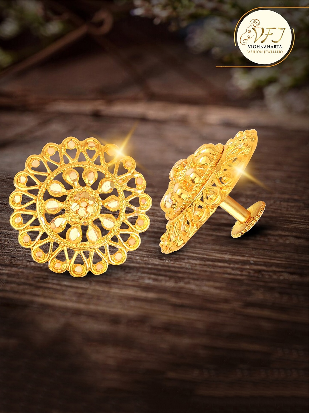 

Vighnaharta Gold Plated Floral Studs Earrings