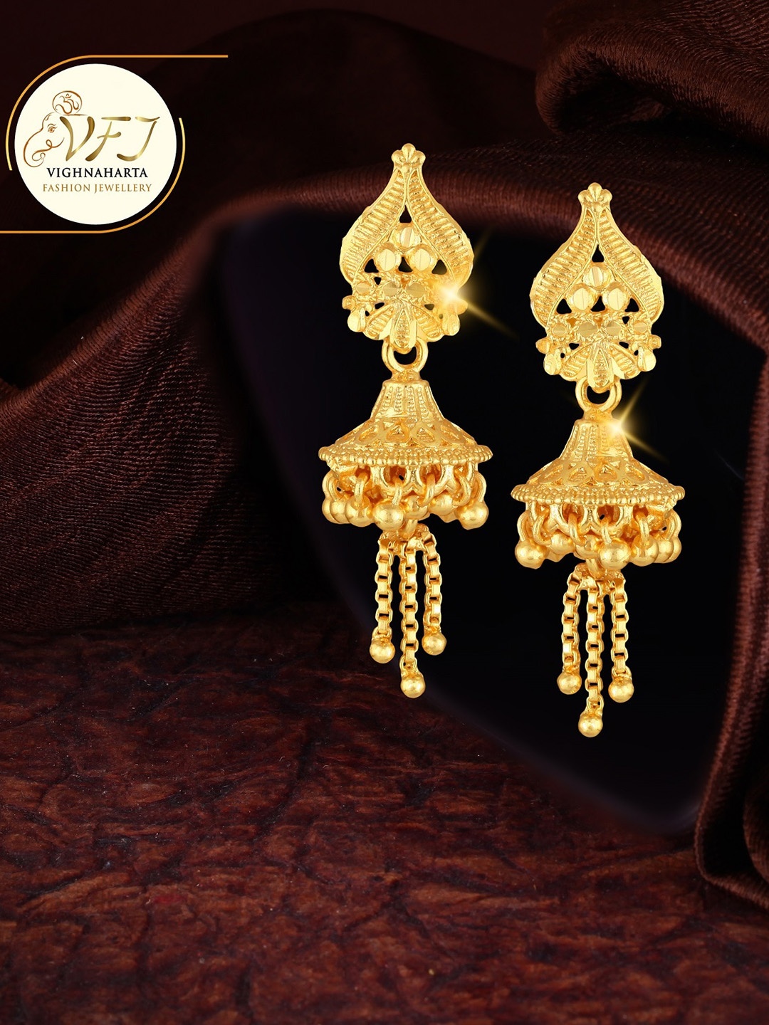 

Vighnaharta Gold Plated Contemporary Jhumkas Earrings