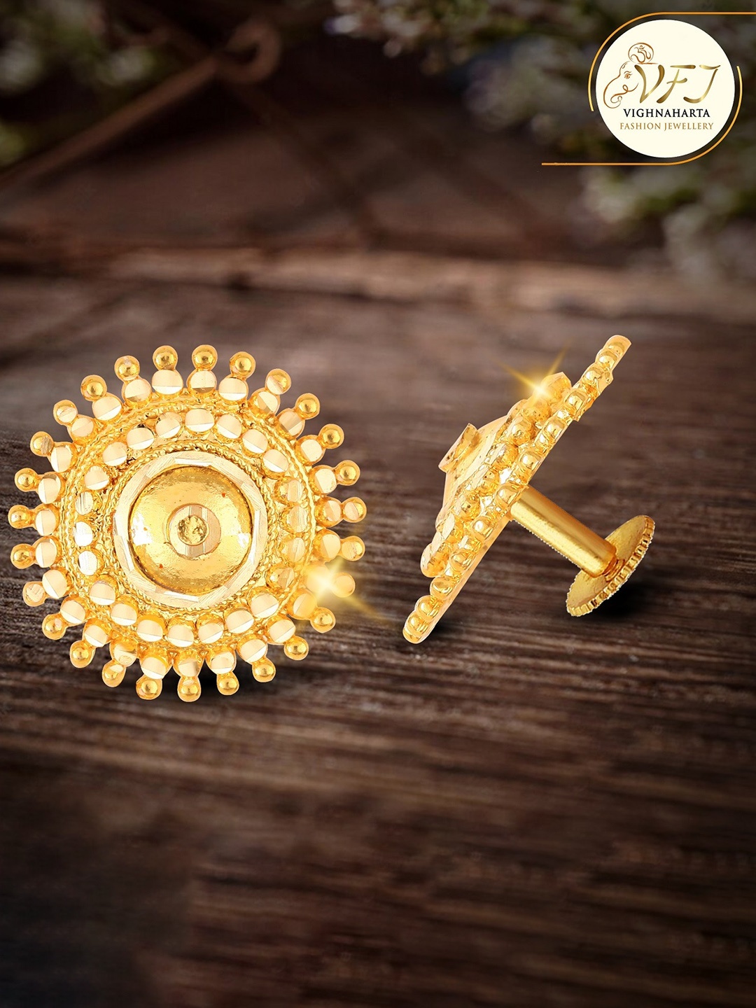 

Vighnaharta Gold-Plated Floral Studs Earrings