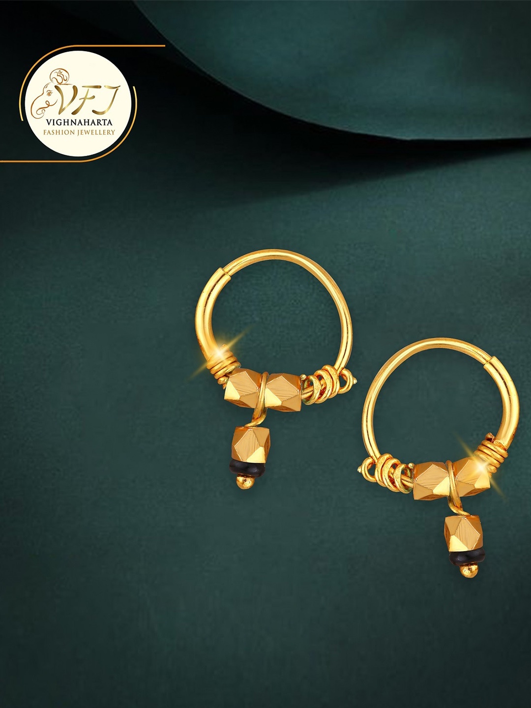 

Vighnaharta Gold-Plated Circular Hoop Earrings