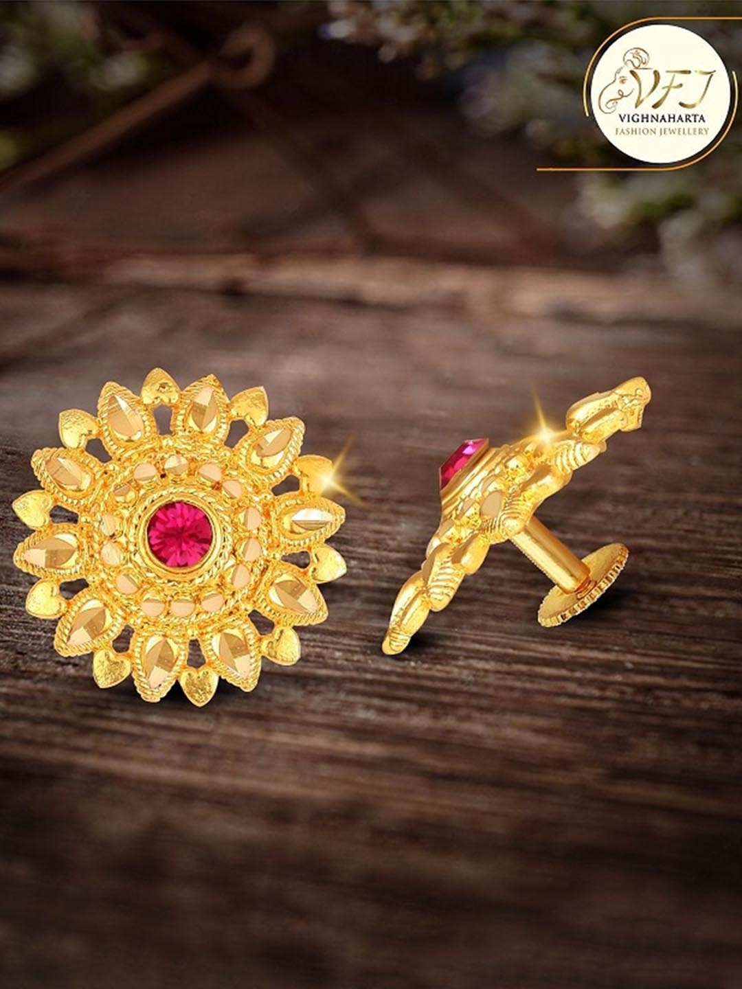 

Vighnaharta Gold-Plated Floral Studs Earrings