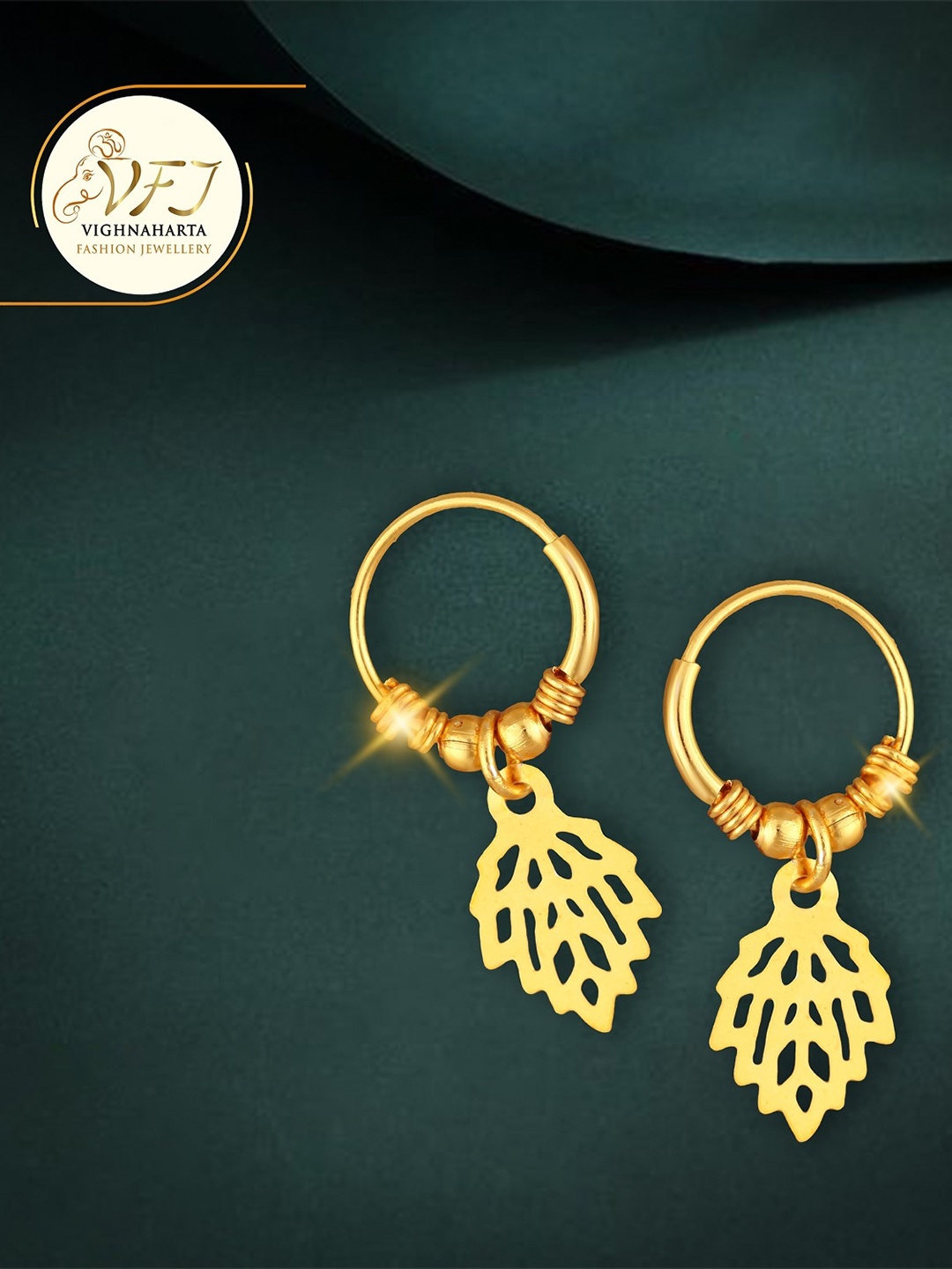 

Vighnaharta Gold-Plated Floral Drop Earrings
