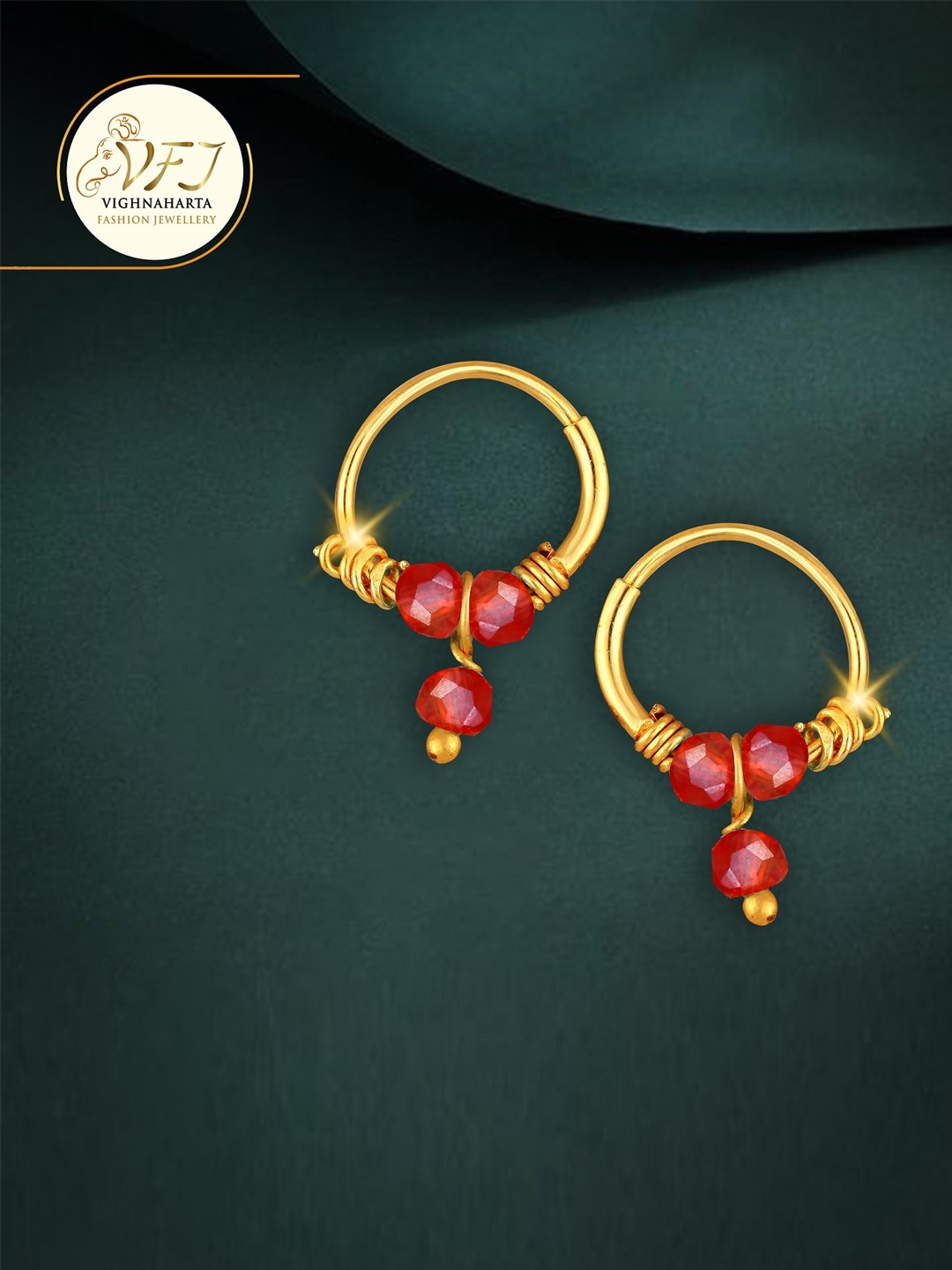 

Vighnaharta Gold-Plated Floral Drop Earrings, Orange