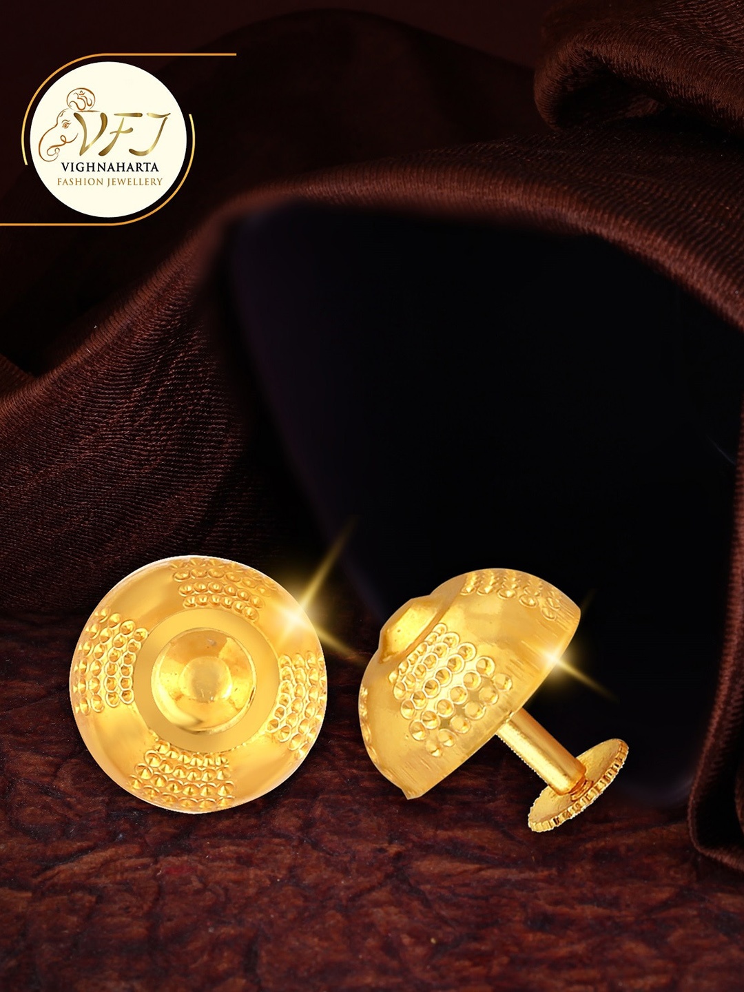 

Vighnaharta Gold-Plated Floral Studs Earrings