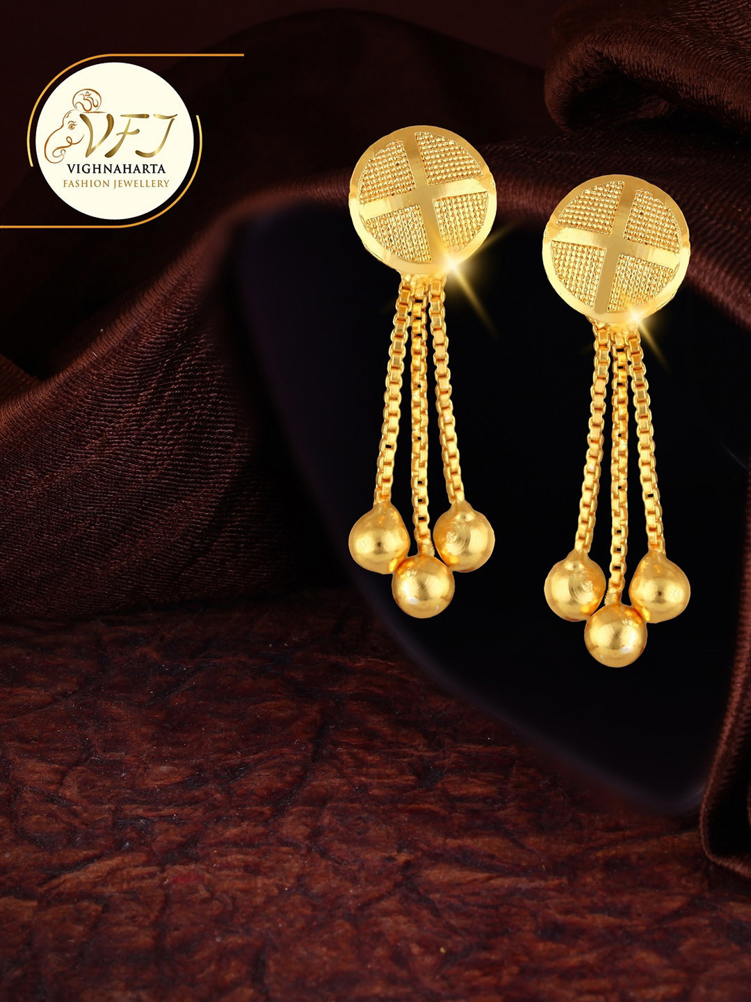 

Vighnaharta Gold-Plated Floral Drop Earrings