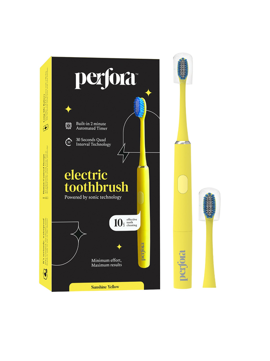 

Perfora IPX7 Waterproof Sonic Technology Electric Toothbrush - Sunshine Yellow