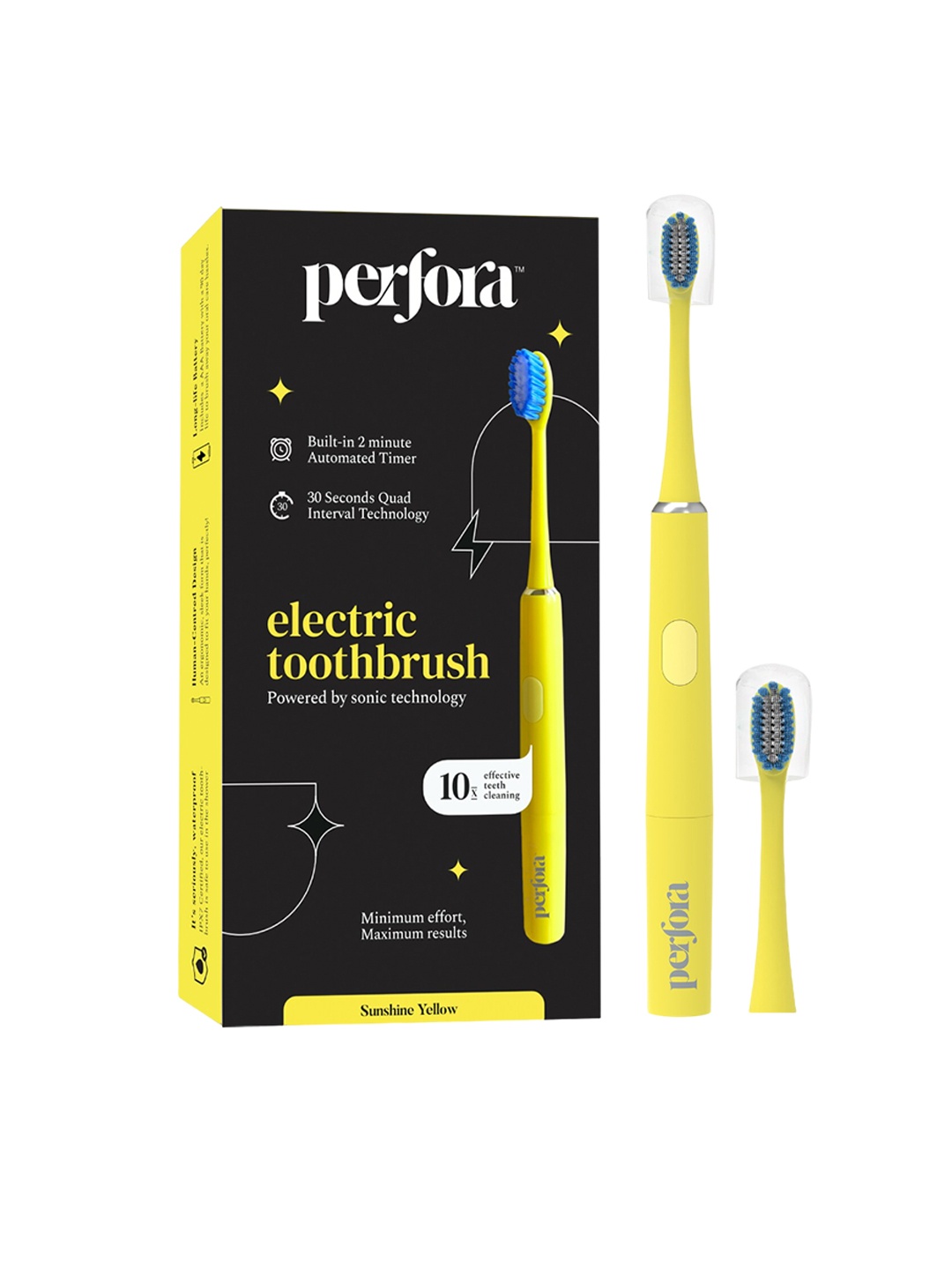 

Perfora IPX7 Waterproof Sonic Technology Electric Toothbrush - Sunshine Yellow