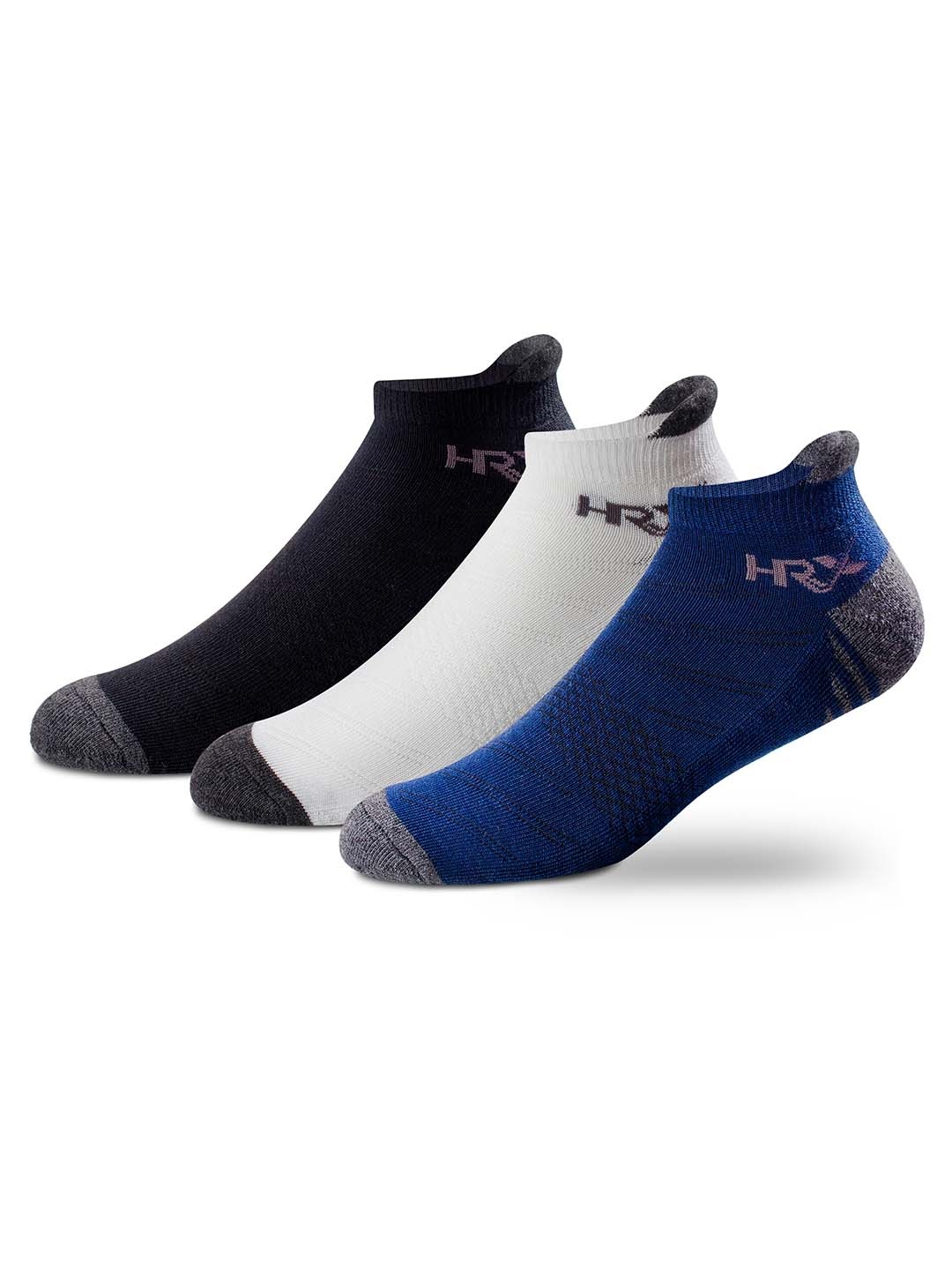 

HRX by Hrithik Roshan Men Pack Of 3 Patterned Cotton Ankle-Length Socks, Blue
