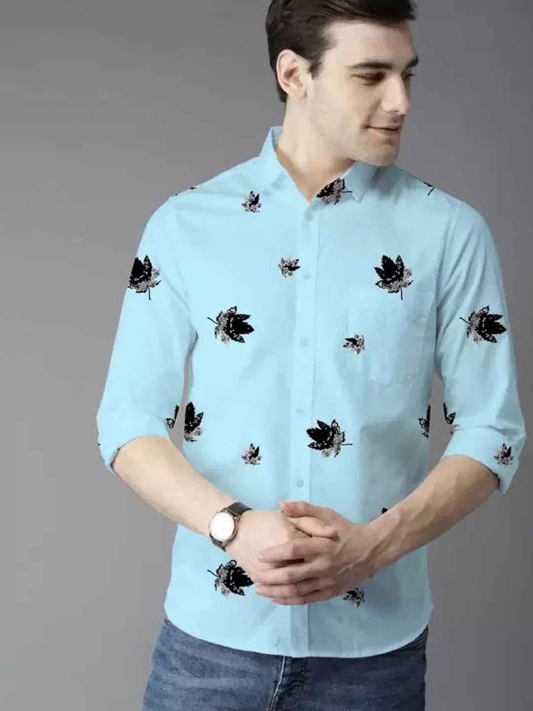 

Try This Floral Printed Opaque Casual Shirt, Blue