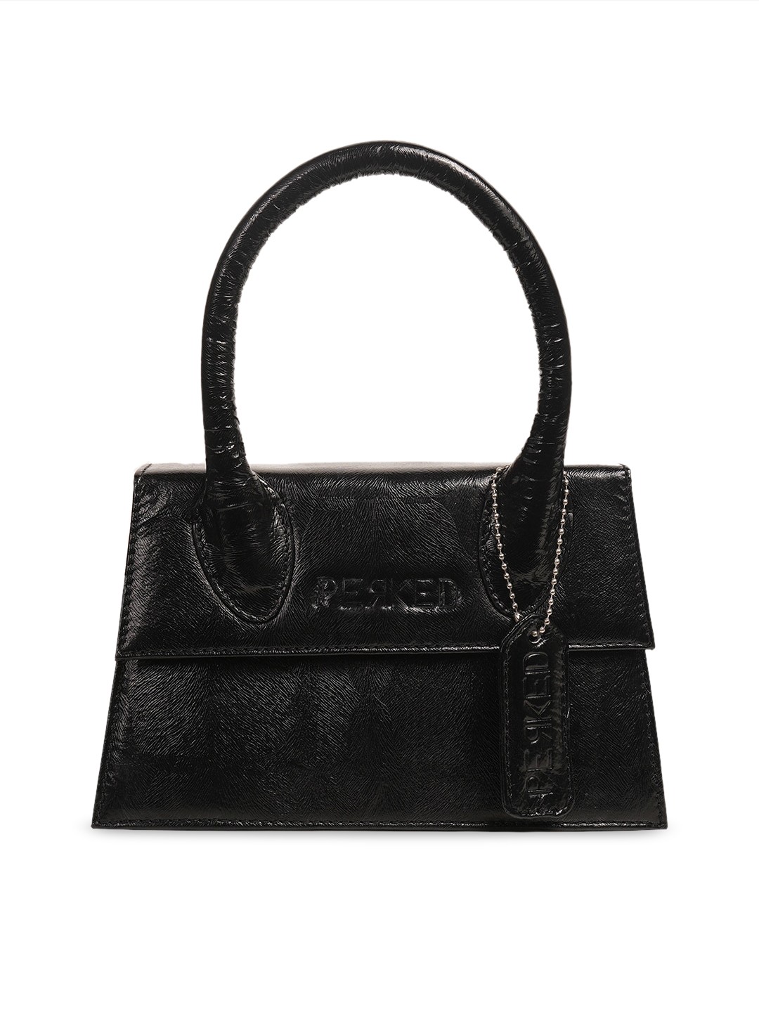 

PERKED Leather Shopper Handheld Bag, Black