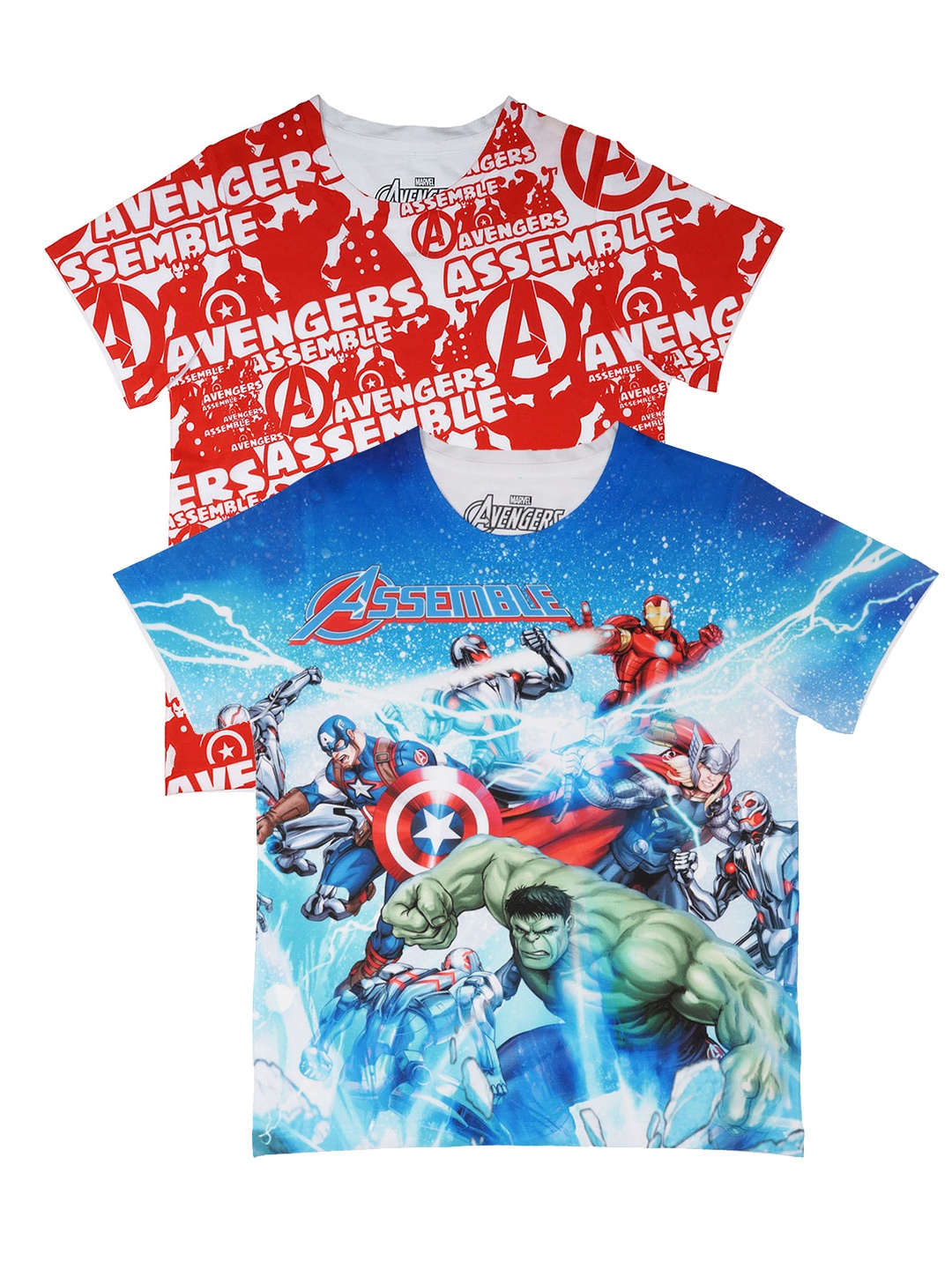 

Marvel by Wear Your Mind Boys Pack of 2 Avengers Printed T-shirts, Blue