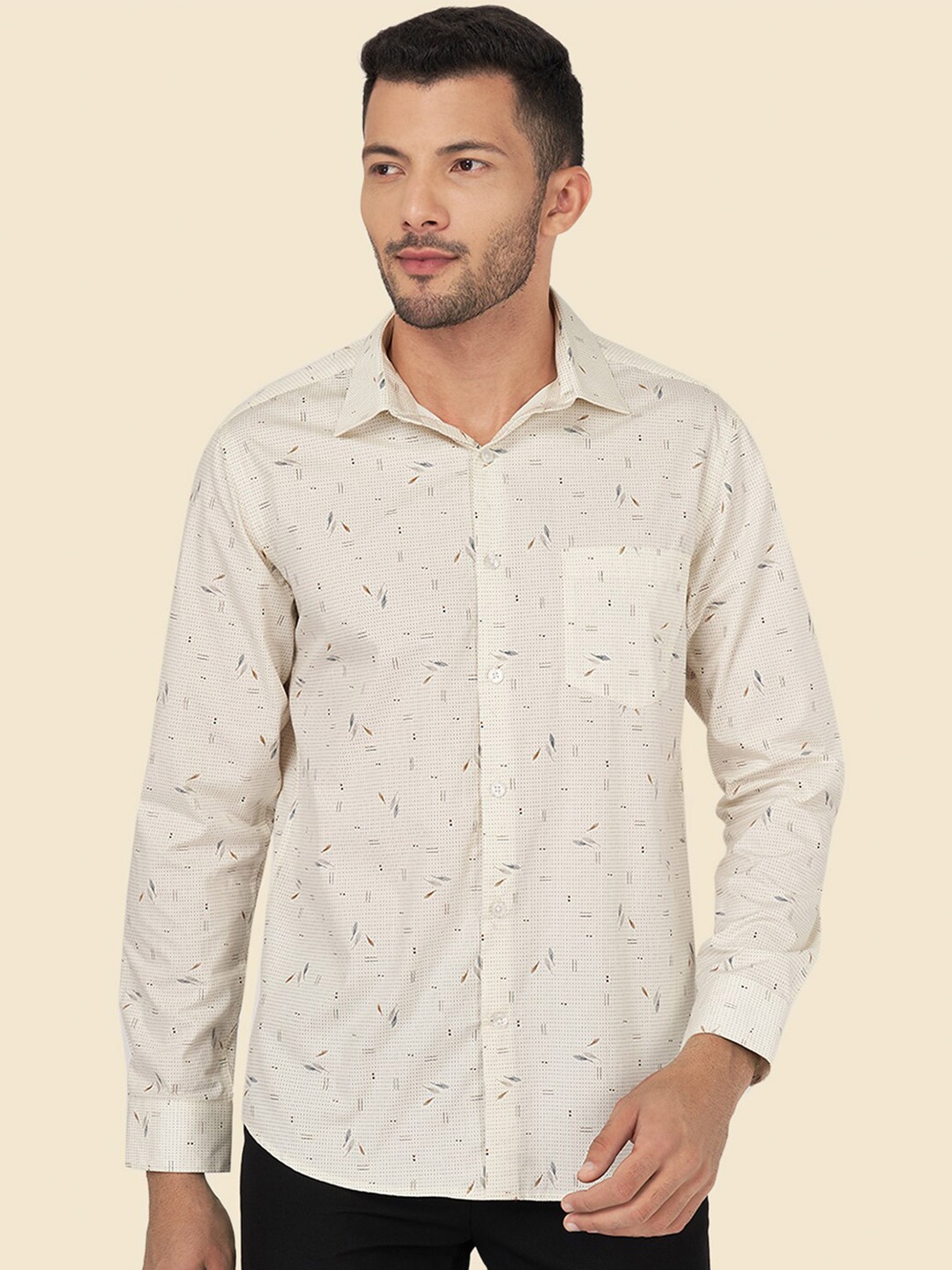

YU by Pantaloons Slim Fit Conversational Printed Cotton Casual Shirt, Off white