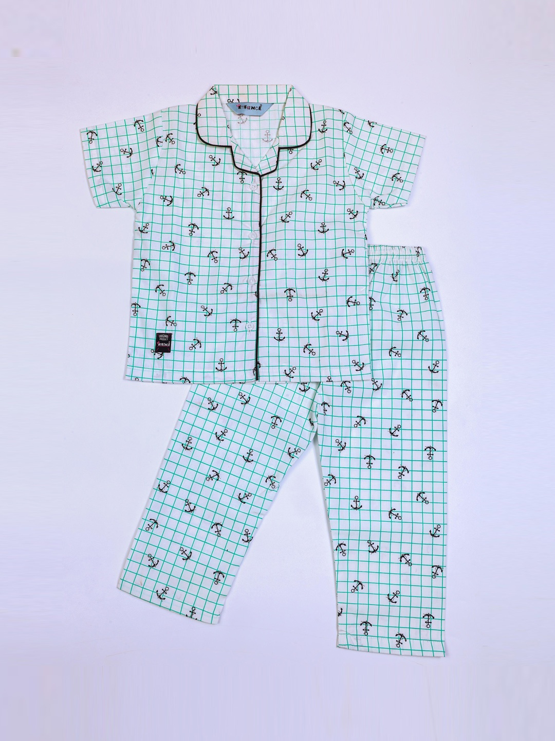 

Enfance Kids Conversational Printed Pure Cotton Night Suit, Green