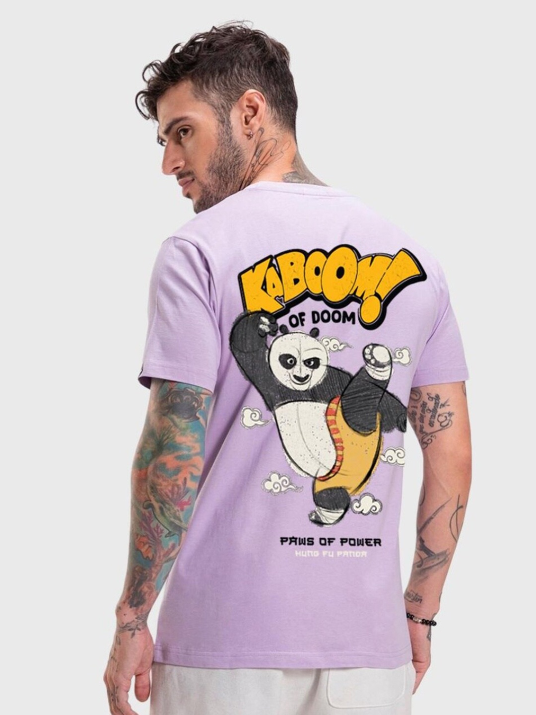 

Bewakoof Purple Kung Fu Panda Printed Cotton T-shirt