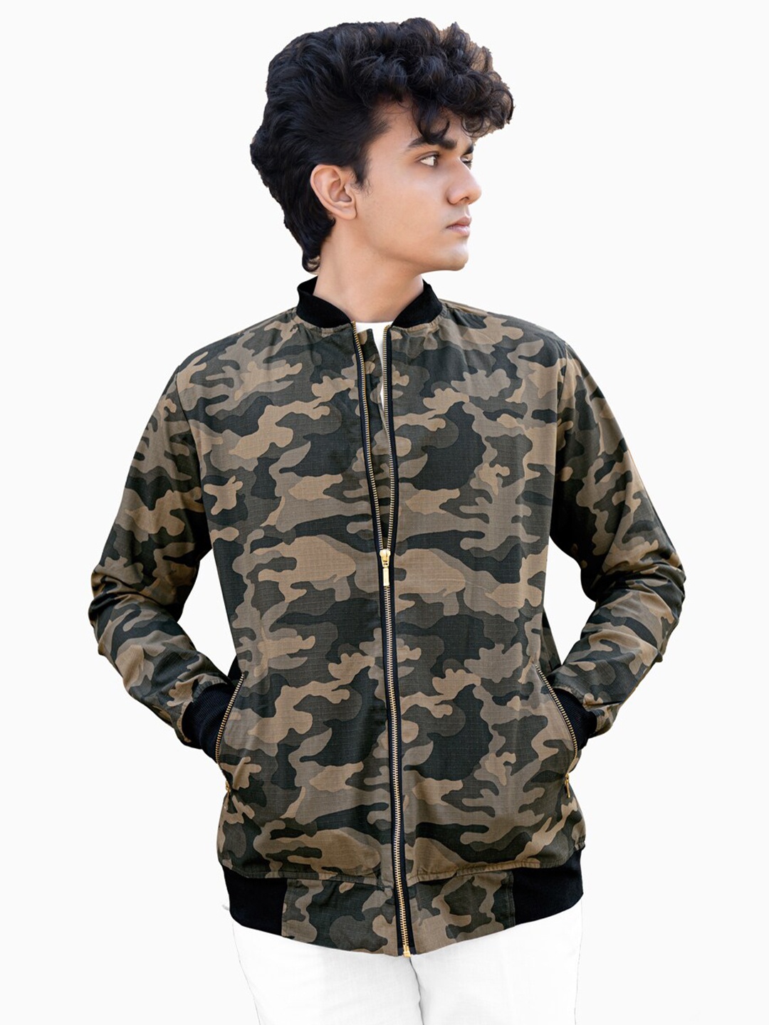 

FRENCH CROWN Camouflage Printed Jacket, Olive