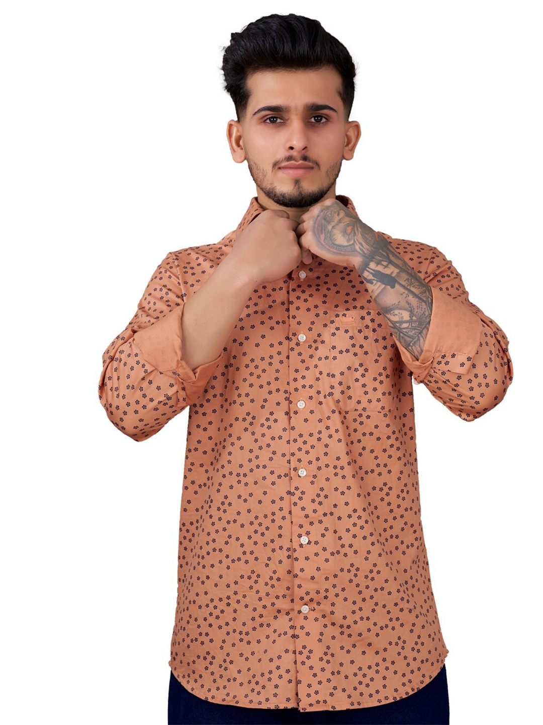 

FRENCH CROWN Standard Floral Printed Casual Shirt, Rust