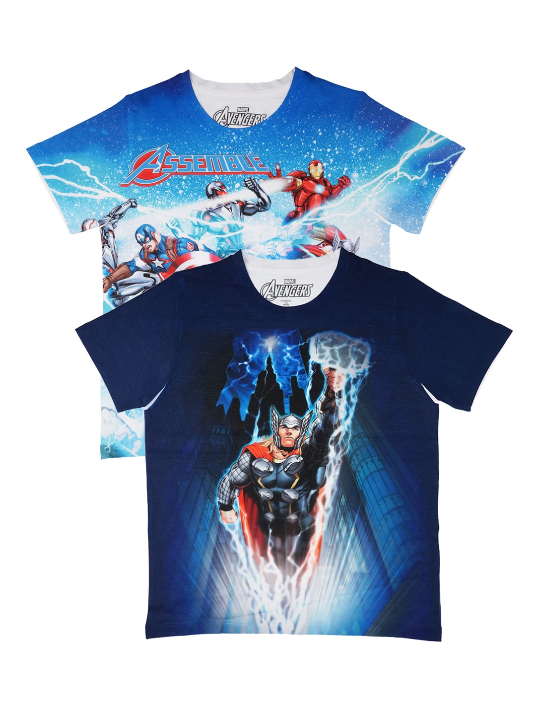 

Marvel by Wear Your Mind Boys Pack of 2 Printed T-shirts, Blue
