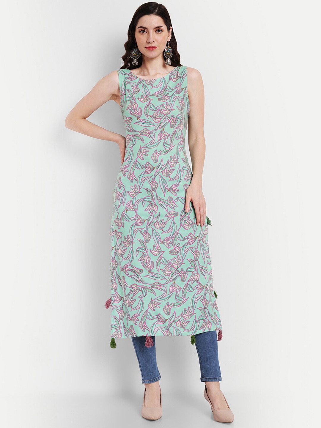 

ISAM Floral Printed Pure Cotton Kurta, Blue