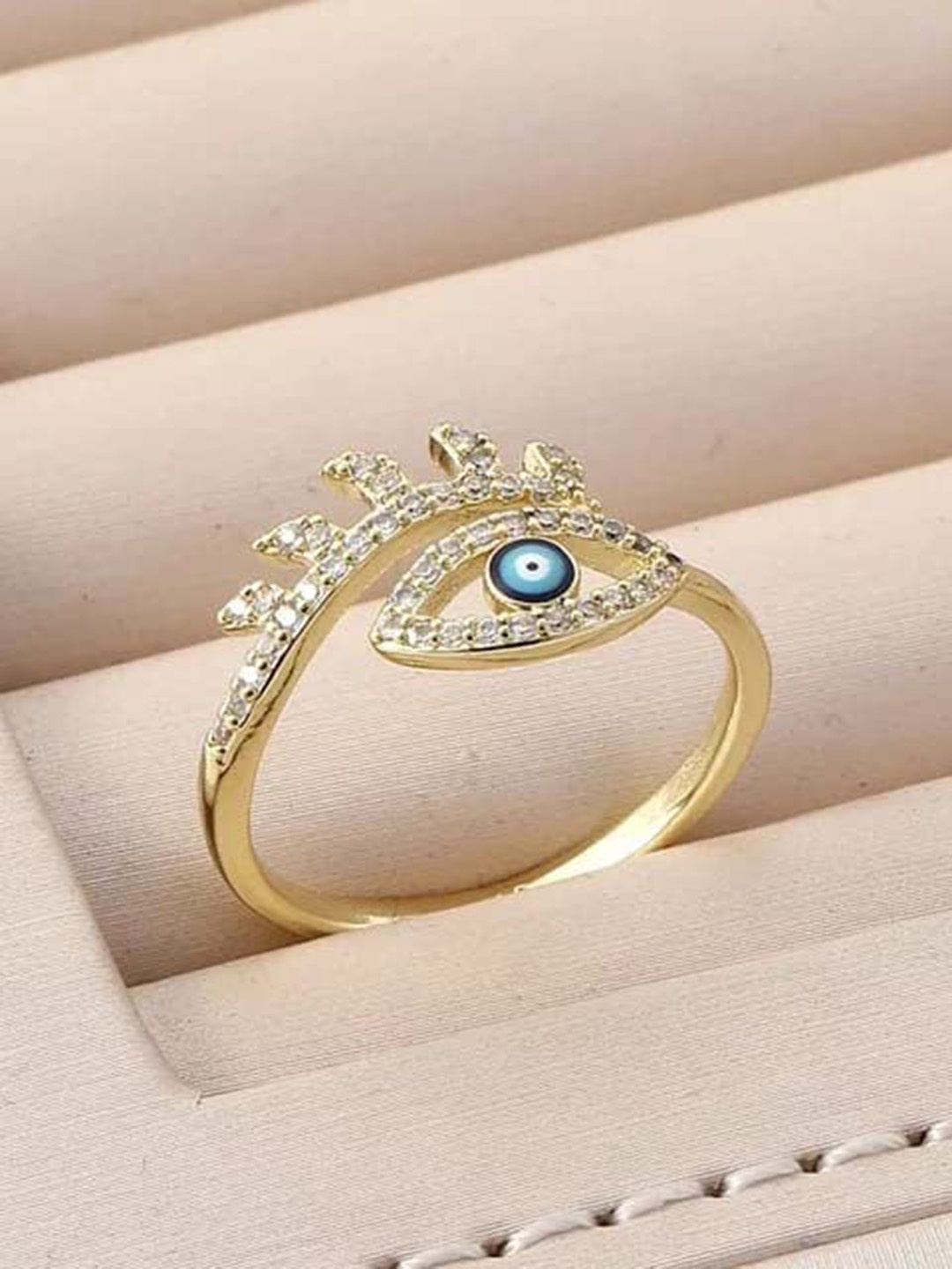 

VIEN Gold-Plated Cubic Zirconia Studded Finger Ring