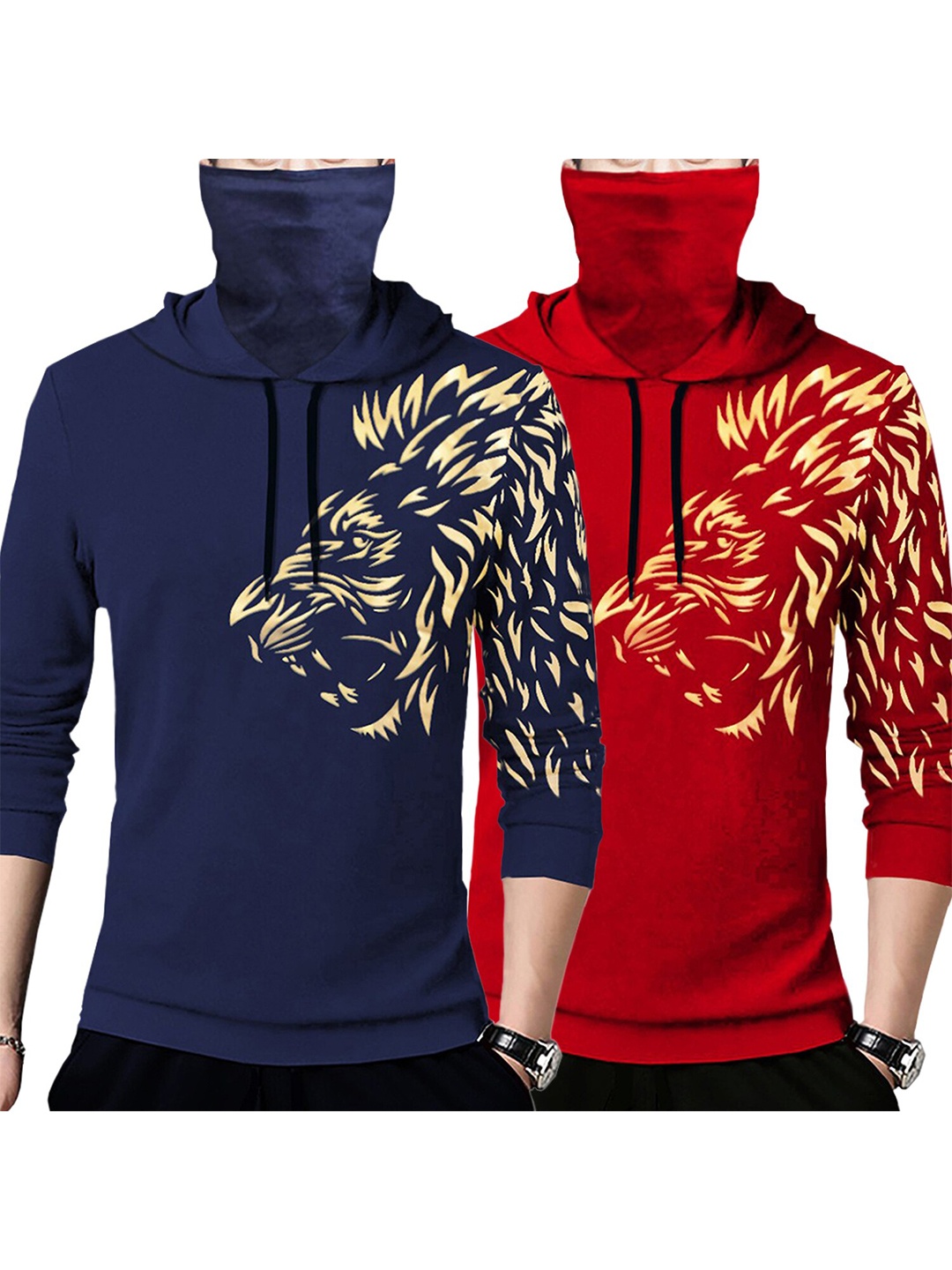 

TRIPR Pack Of 2 Graphic Printed Hooded T-shirt, Red