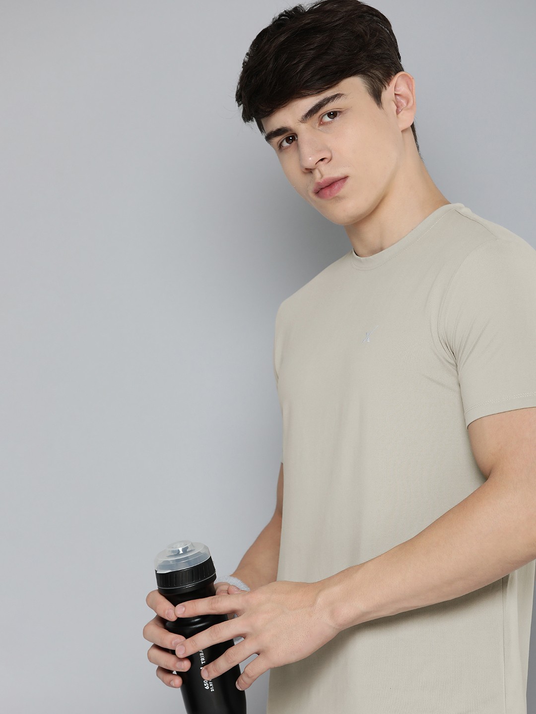 

HRX by Hrithik Roshan Solid Running T-shirt, Taupe