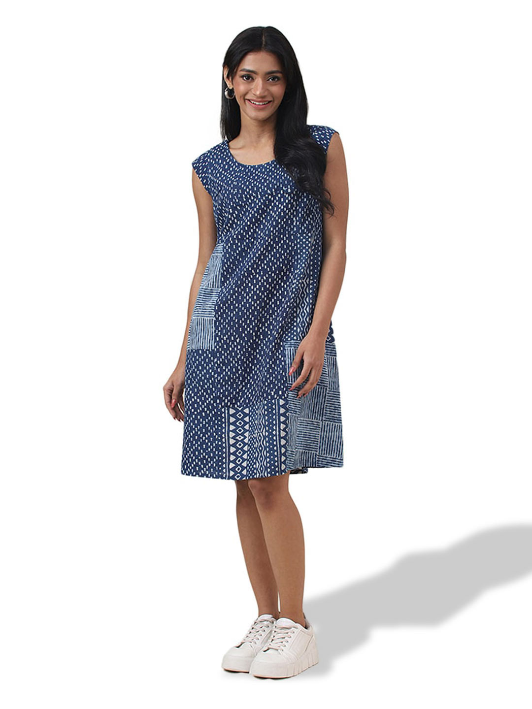

Fabindia Abstract Print A-Line Dress, Purple