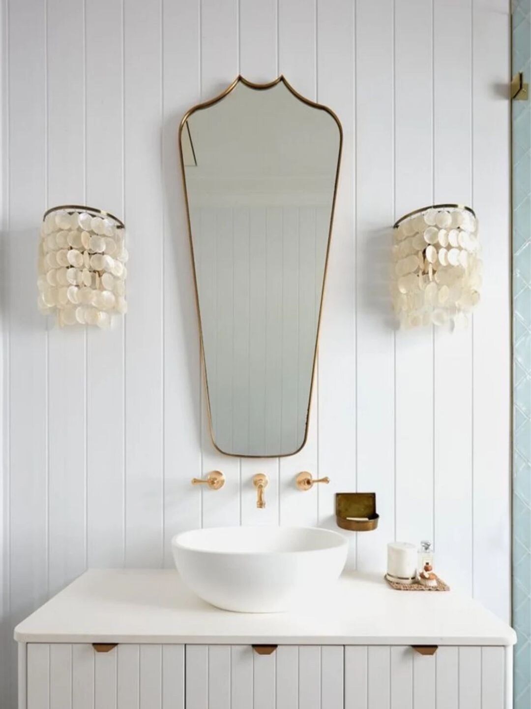 

THE HANDMADE FLAIR Golden Irregular MDF Wall Mirror, Gold