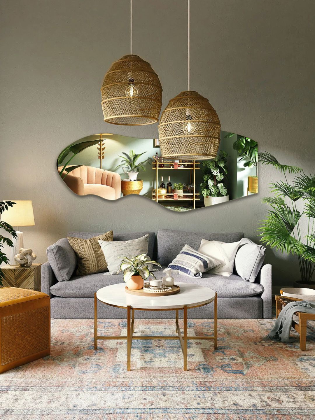 

THE HANDMADE FLAIR Black Irregular MDF Decorative Wall Mirror