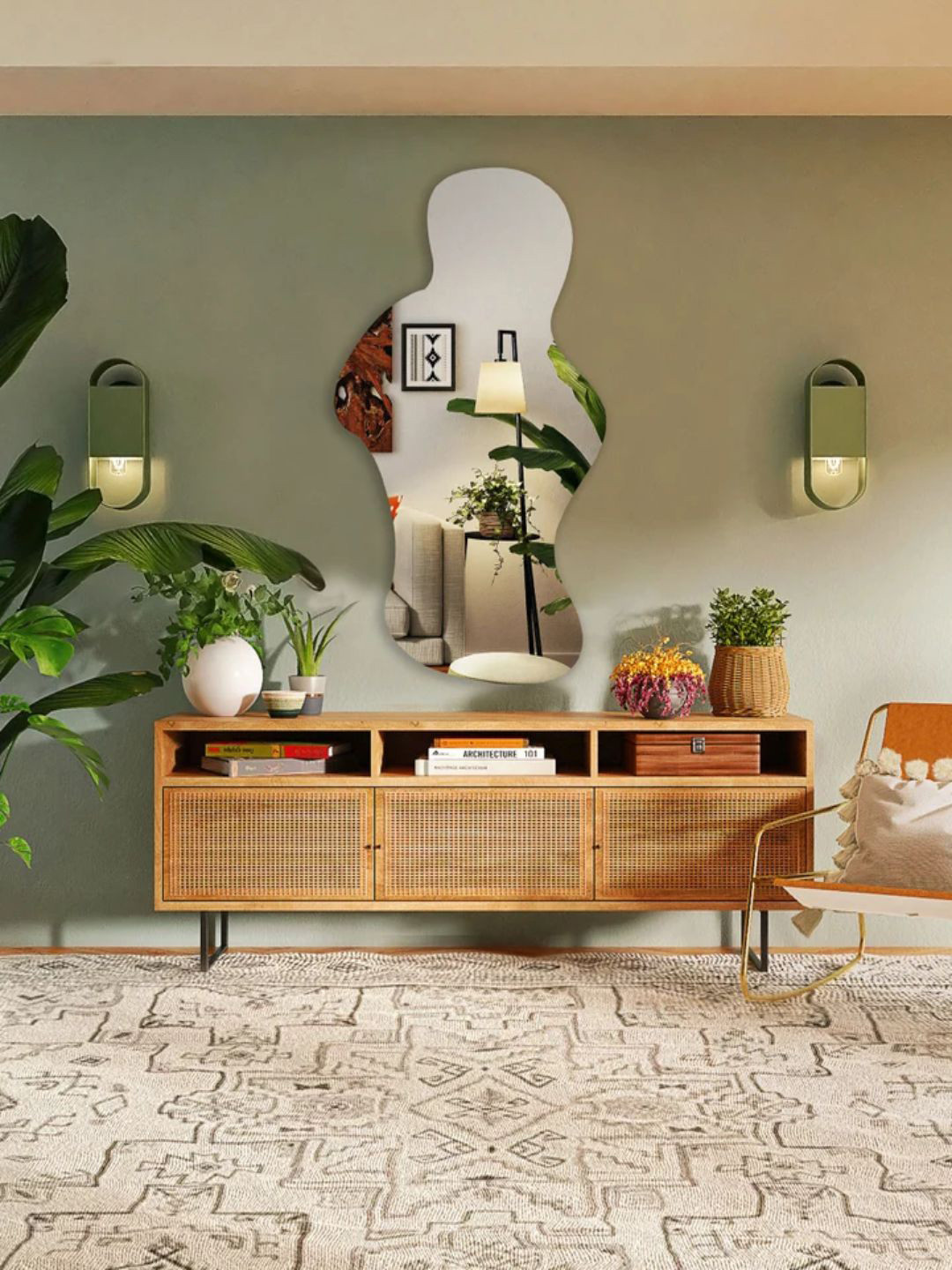 

THE HANDMADE FLAIR Silver-Toned MDF Framed Irregular Wall Mirror