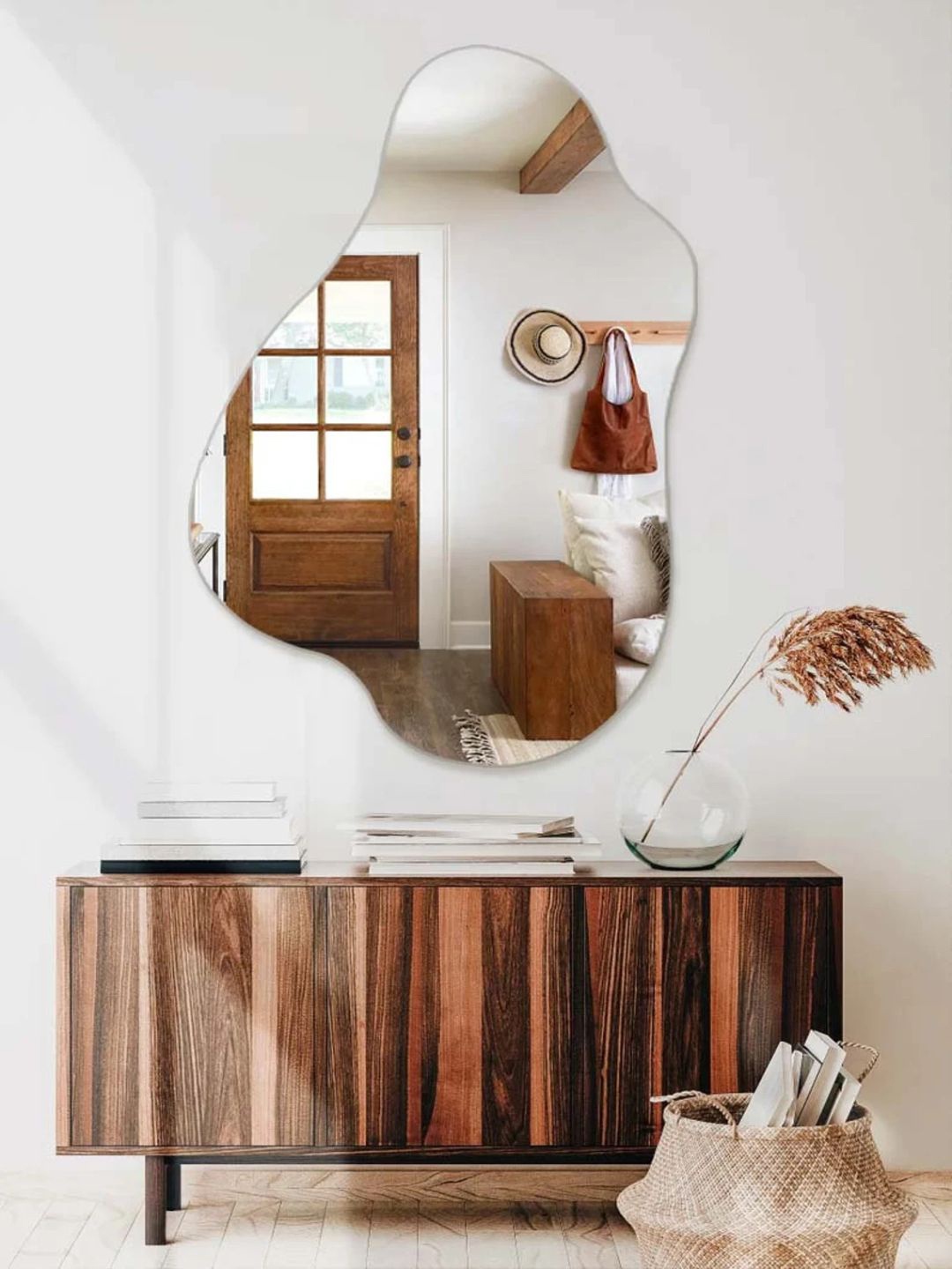 

THE HANDMADE FLAIR Black Irregular Decorative Wall Mirror