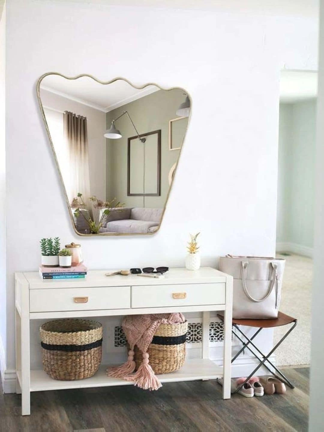 

THE HANDMADE FLAIR Silver-Toned Decorative MDF Wall Mirror