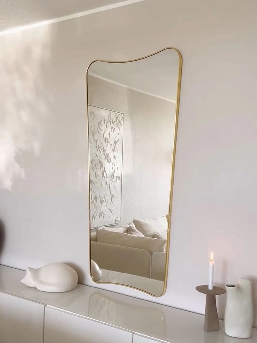 THE HANDMADE FLAIR Gold-Toned MDF Framed Irregular Wall Mirror