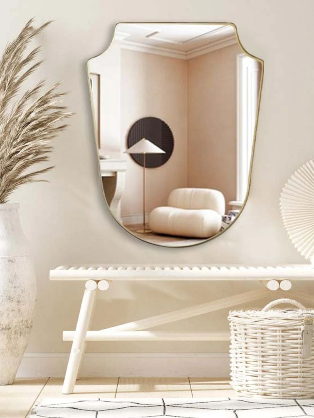 

THE HANDMADE FLAIR Silver-Toned Decorative MDF Wall Mirror