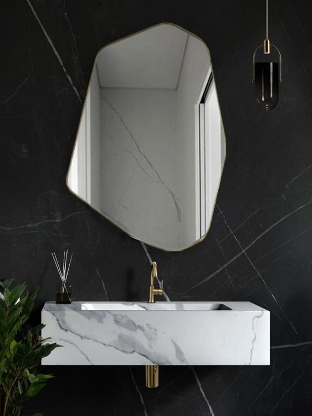 

THE HANDMADE FLAIR Silver-Toned Decorative MDF Wall Mirror