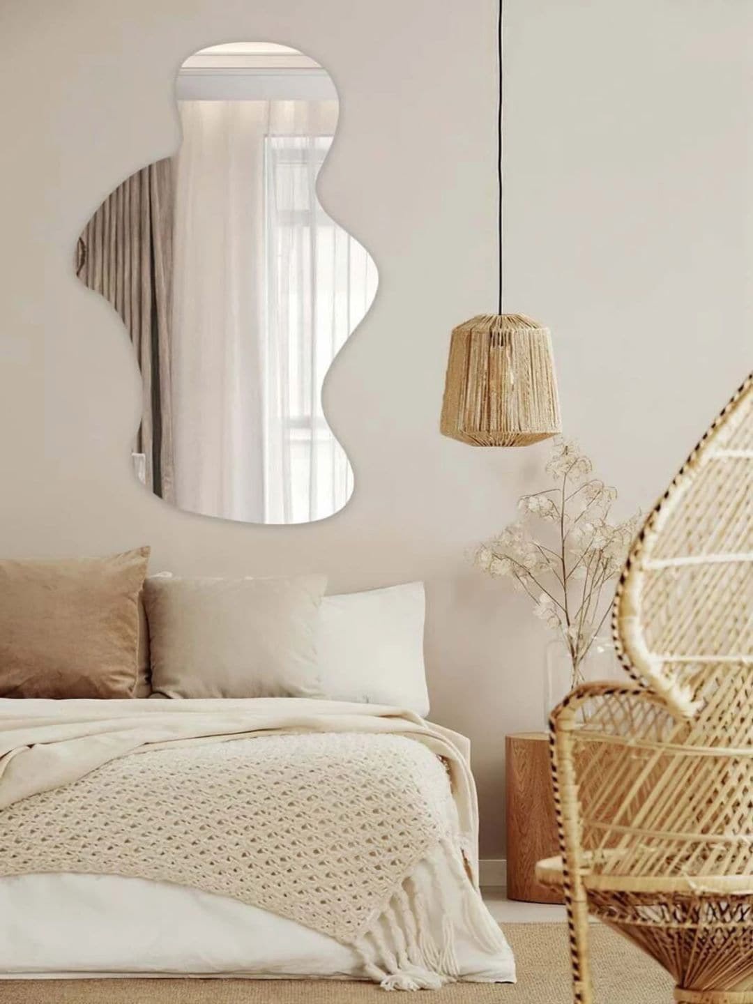 

THE HANDMADE FLAIR Abstract Shaped MDF Wall Mirror, Silver