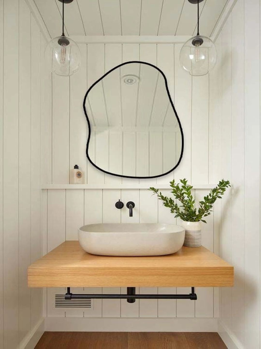 

THE HANDMADE FLAIR Black Irregular Decorative MDF Wall Mirror