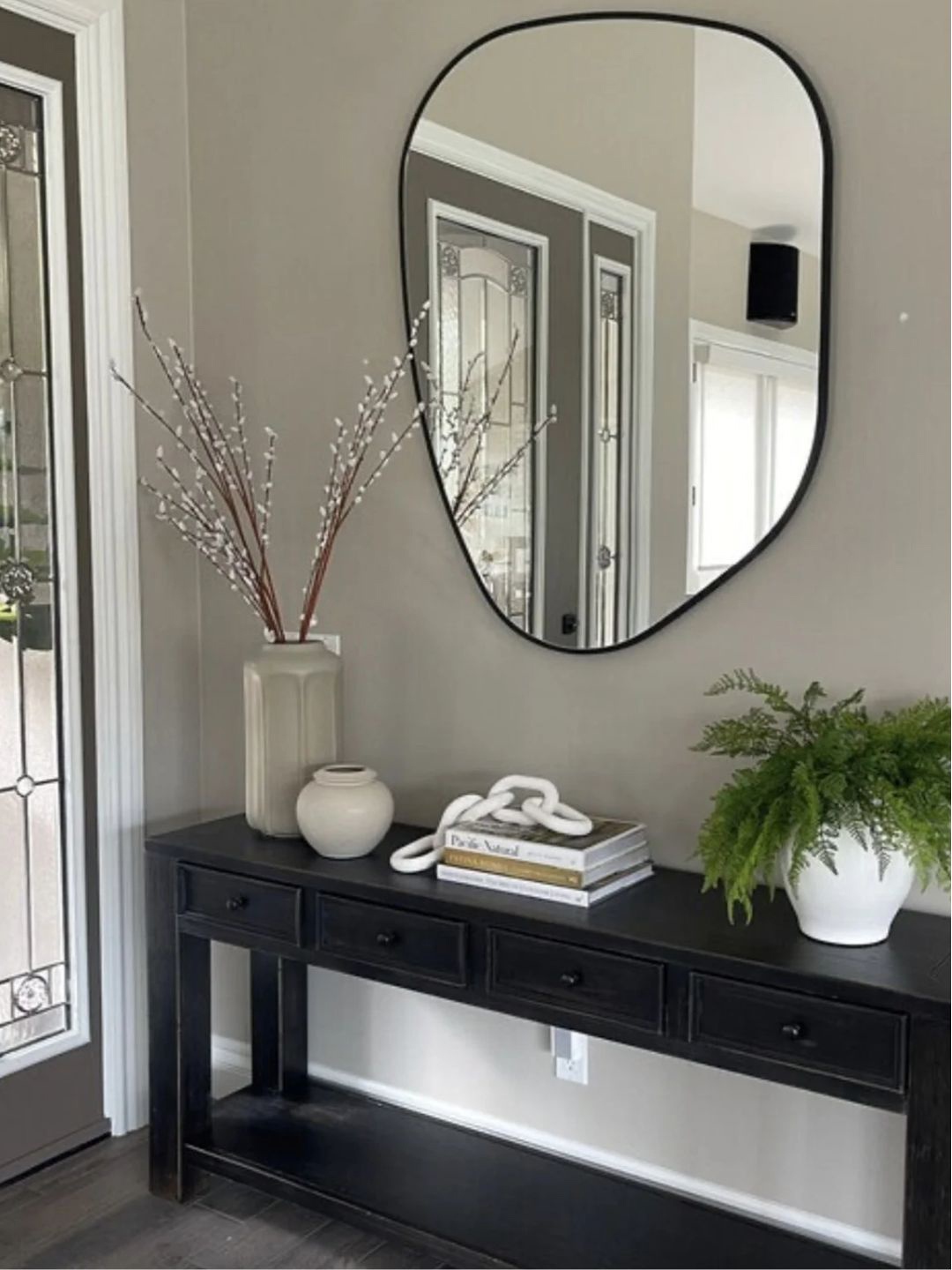 

THE HANDMADE FLAIR Silver-Toned Decorative MDF Wall Mirror