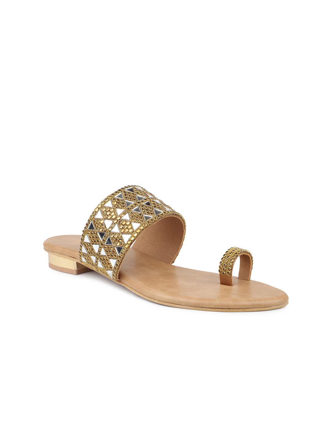 

Inc 5 Embellished Open One Toe Flats, Gold